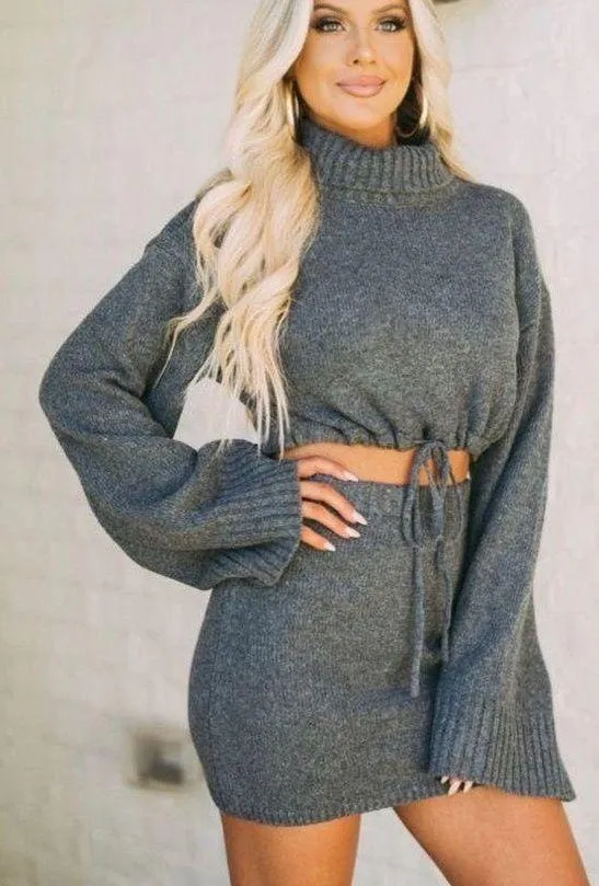 Grey Bell Sleeve Sweater Set - Image 2