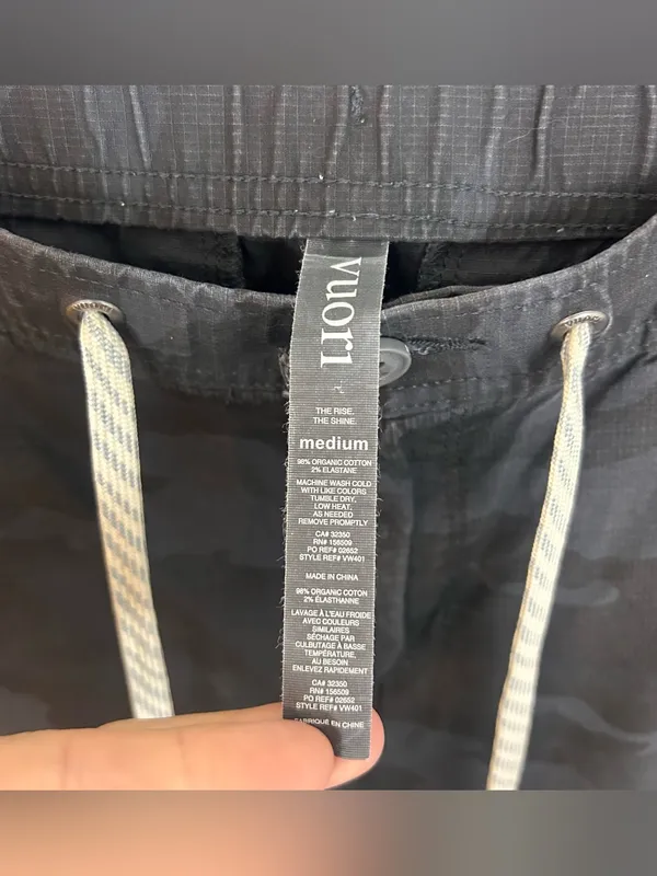 Vuori Ripstop Black/Grey Camo Climber Zipper Drawstring Pants Size Medium - Image 10