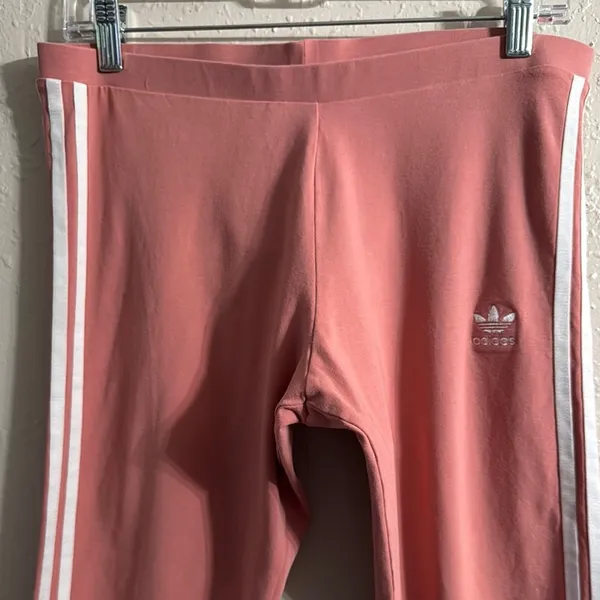 Adidas Pink High-Waist Leggings with Side Stripes - Image 2
