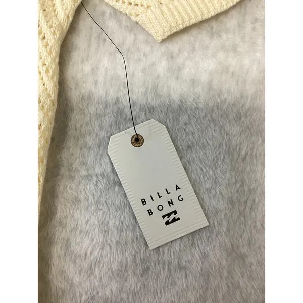 Billabong‎ Cool Down Sweater Cream White Pointelle Knit Button Up Top Large NEW - Image 4