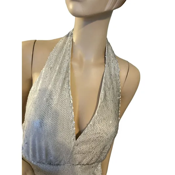DO+BE‎ Dresses | Beige Cream Sequin Halter Ruffle Mini Dress ...Medium. NWT - Image 4