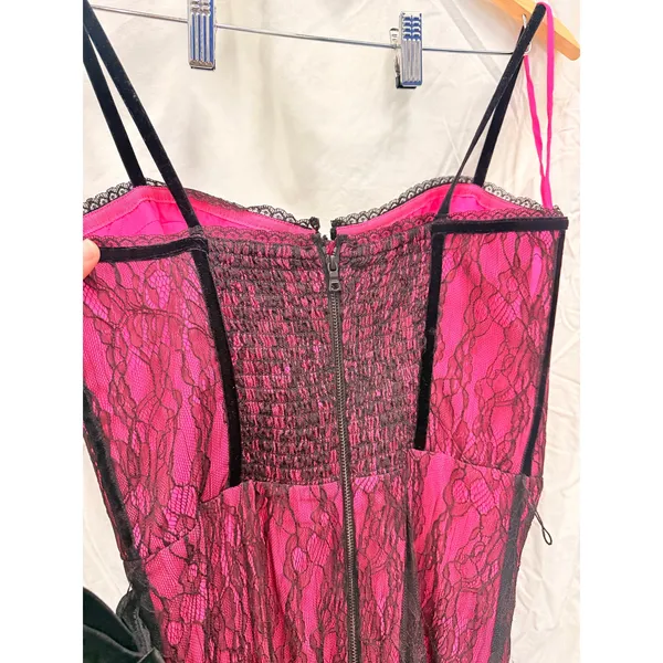 Alice + Olivia NEW Black Hot Wild Pink Chantil Lace Corset‎ Mini Dress US 4 $695 - Image 8