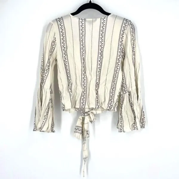 American Eagle Boho Tie Crop blouse Top Angel bell sleeve XS Country Cowgirl‎ - Image 4