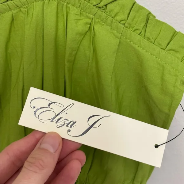 NEW Eliza J Smocked 100% Cotton Poplin Midi Tank Dress Bright Green - Size 14 - Image 4