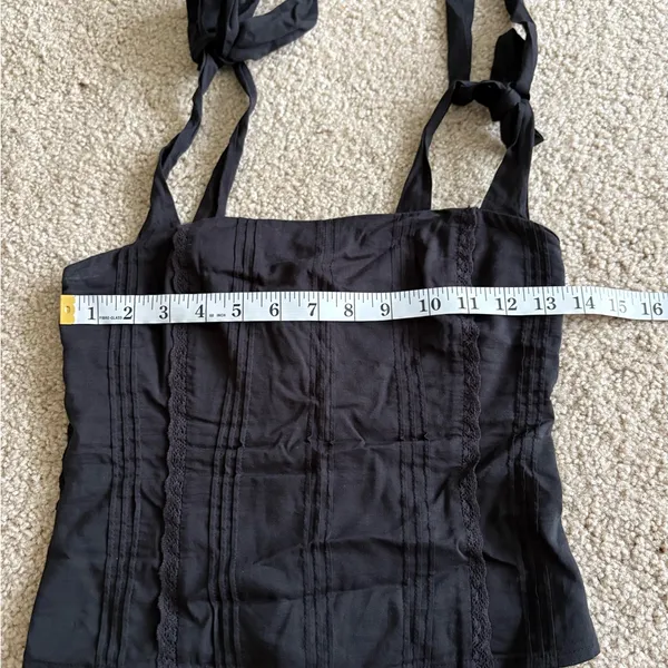 Reformation adelia top Shirred Organic black boho Cotton cami tank blouse size 0 - Image 12