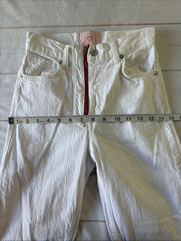 REVICE White Straight-Leg Jeans with Red Heart Patch - Image 7