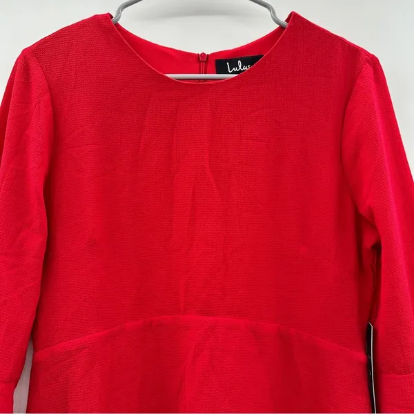 Lulus‎ Center of Attend Red Flounce 3/4 Bell Sleeve Mini Dress Size M - Image 4