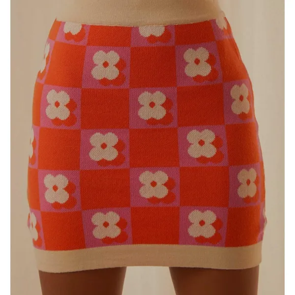 Flower Market Knit Mini Skirt - Orange Mod Floral × PepperMayo - Image 11