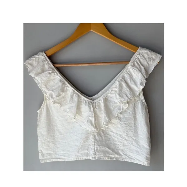 Aritzia Sunday Best Linen Cotton Calliope Crop Blouse Top - Image 3