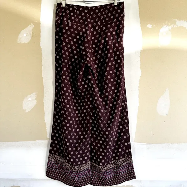 Anthropologie Marsden Wide Leg Pants Pleated Printed Pockets Crimson Red 4 - Image 5