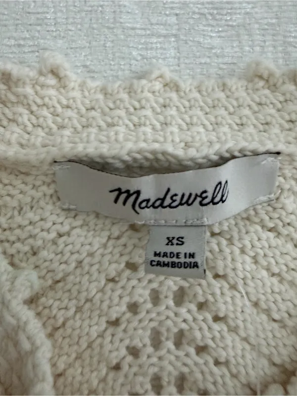 NWT Madewell Pointelle Knit Button Front Sweater Vest Cream XS - Image 4