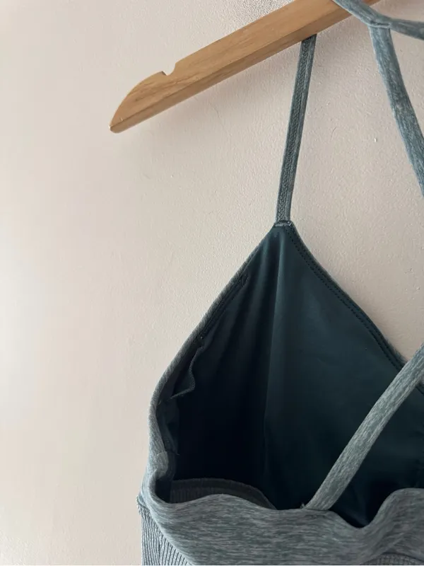 Alo Yoga Alosoft Lavish Strappy Bra Heather Green - Image 3