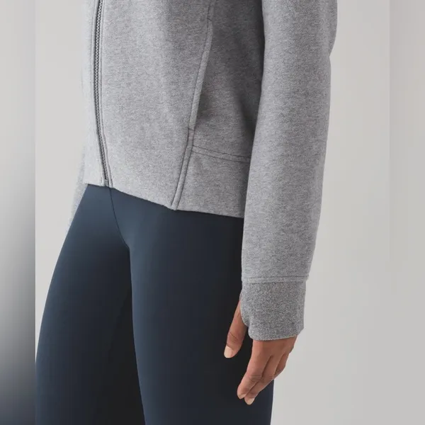 Lululemon Fleece Please Hoodie Jacket Heathered Speckled Medium Grey Size 6 - Image 13