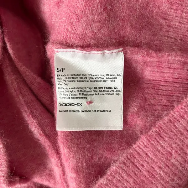 Lululemon Alpaca Wool Blend Cardigan Sweater Heathered Chroma Pink Size Small - Image 5