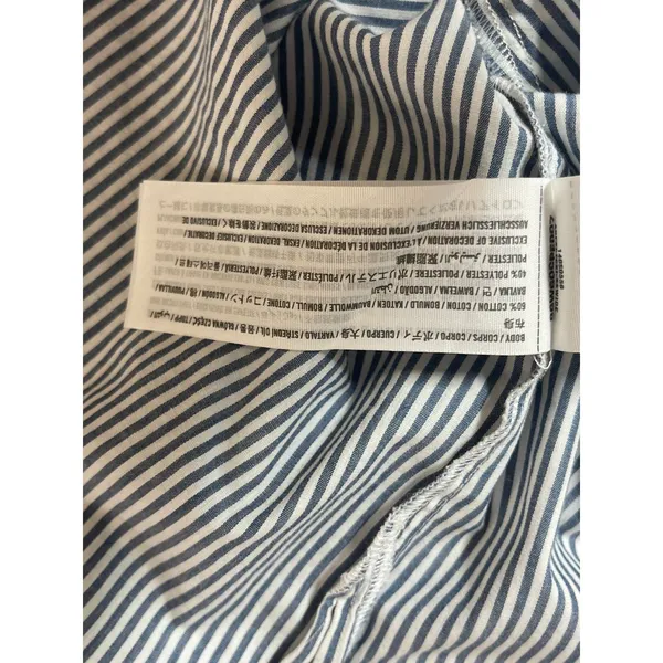 Abercrombie & Fitch Blue Seersucker Striped Long Sleeve Button Down Shirt Top S - Image 4