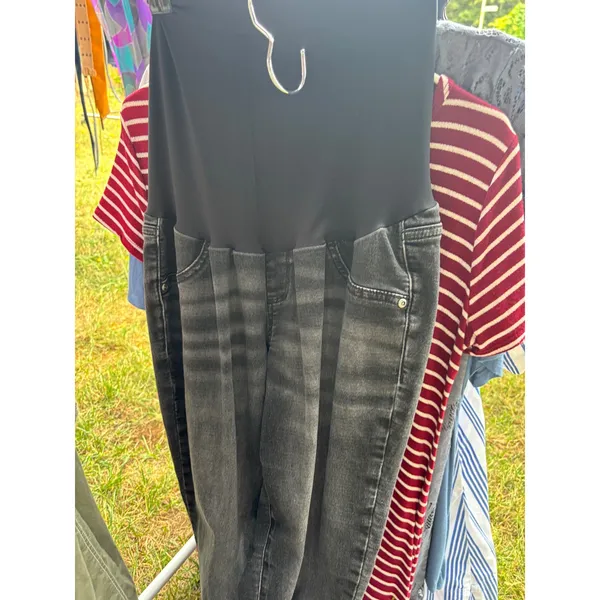 Maternity Skinny Jeans Over Belly Panel Faded Black Stretch Denim Pants - Image 5