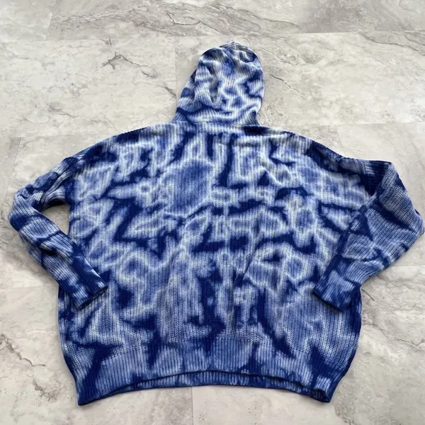 Derek‎ Heart Womens Sweater Hoodie Blue Tie Dye Knit Pullover Size XL Xlarge - Image 2
