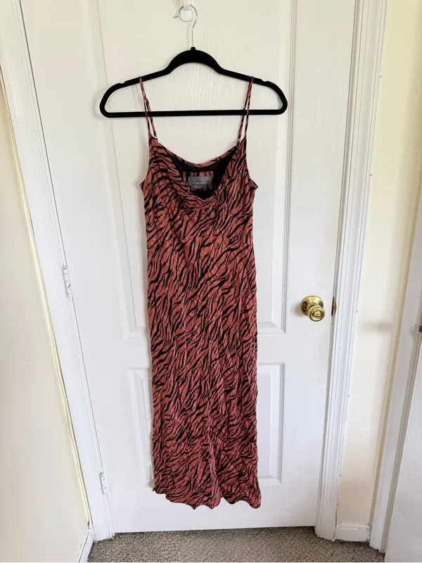 Anthropologie Elyse Bias Cut Animal Print Slip Dress - Image 4