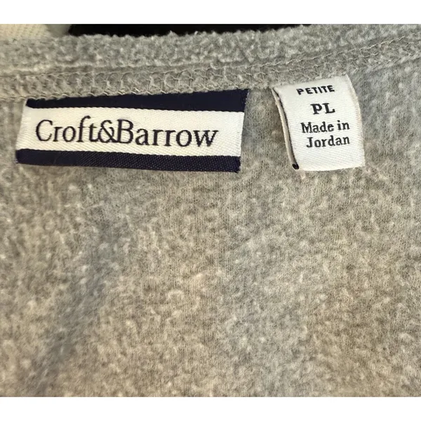 Croft & Barrow Cardigan Sz PL Full Zip Gray Cardinals Birds Holiday Winter‎ Snow - Image 13