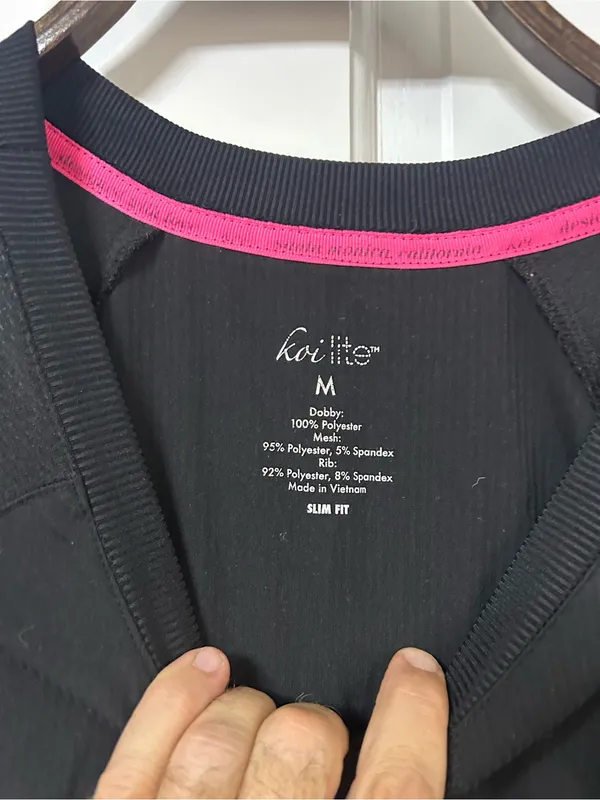 Koi Lite Black Short Sleeve Scrub Top Tee with Pink Trim - Image 3