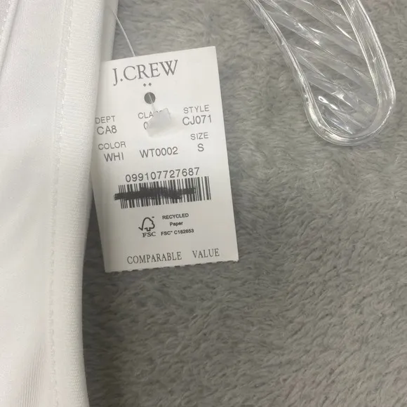J Crew Top‎ Womens Small White Essential square neck tank Cotton CJ071 - Image 4