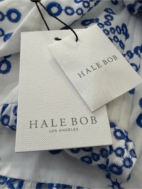 Hale Bob Blue &‎ White Embroidered Tiered Maxi Dress Large NWT - Image 4