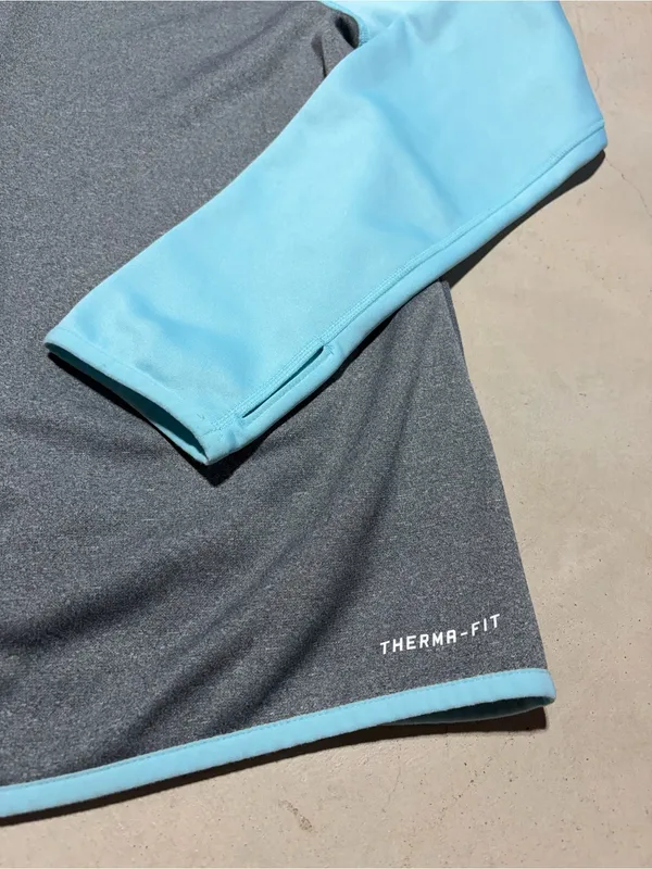 Nike Light Blue and Gray Zip-Up Hoodie therma-fit medium - Image 7