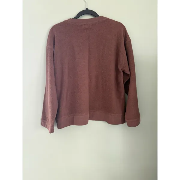Madewell (Re)sourced Brushed Side-Button Relaxed Sweatshirt Brown size Small - Image 6