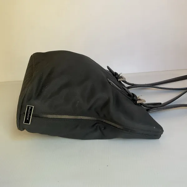 Vintage Coach F3K-9321 Black Twill Leather Trim Tote Shoulder Bag Y2K - Image 6