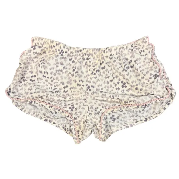 Victoria's Secret Sleep Shorts Womens M Pink Animal Print Pom Trim Lounge Cotton - Image 3