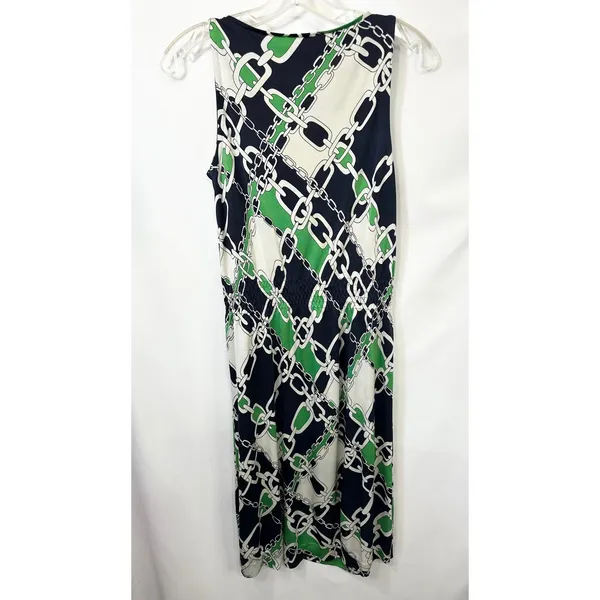 Tory Burch Small Dress Shift Chain Print‎ Silk Sleeveless Beach Vacation 206 - Image 7