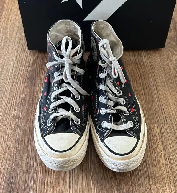 Converse All Star Chuck Taylor Hi Top Kiss Lip Embroidered Lace Up Shoes Sneakers - Image 8