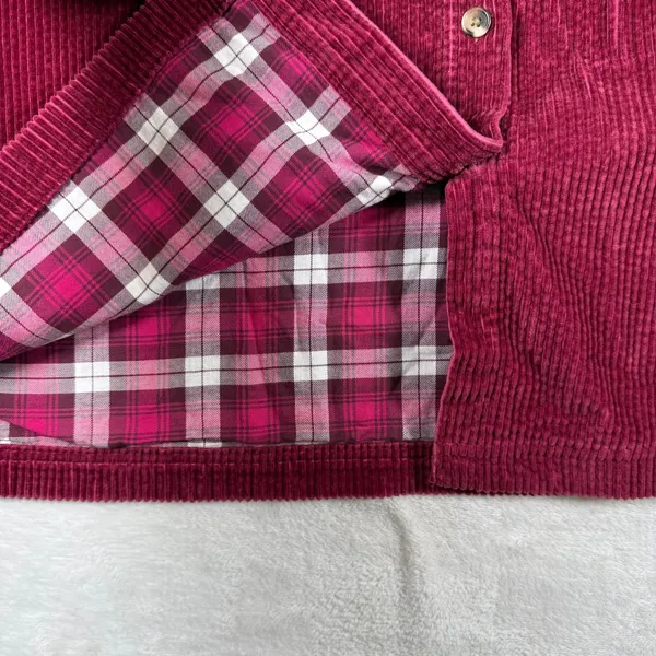 LL Bean Womens XL Maroon Flannel Lined Corduroy Button Front Shirt 273275 - Image 5