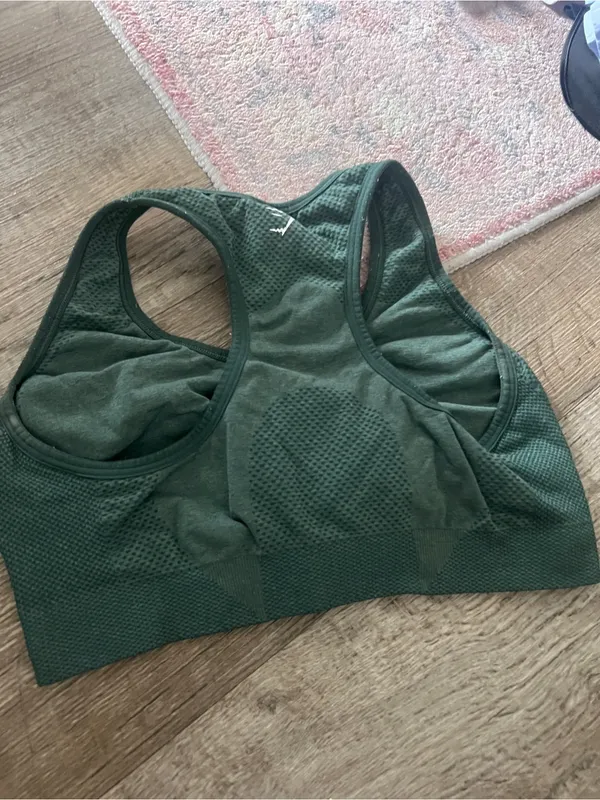 Gymshark Forest Green Seamless Racerback Sports Bra - Image 6