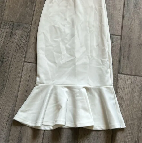 Ivory ruffle midi dress White - Image 2