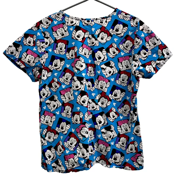 Disney Minnie Mouse Snapshots Blue Scrub Top MED Character Peds - Image 3
