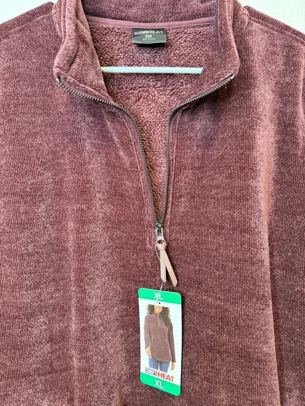 32 Degrees Heat Burgundy Purple Quarter Zip Pullover Cozy Size XL New Winter - Image 6