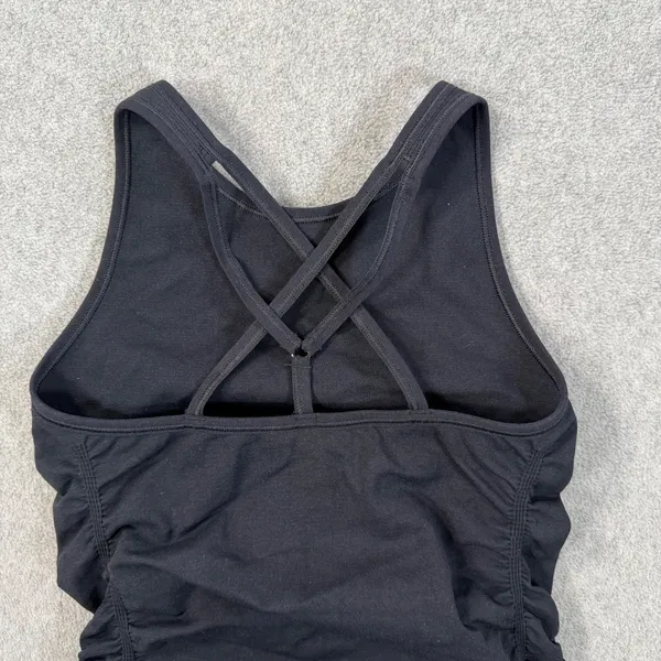 Spiritual Gangster Ruched Side Tank Top Womens XS/S Black Strappy Back High Neck - Image 6