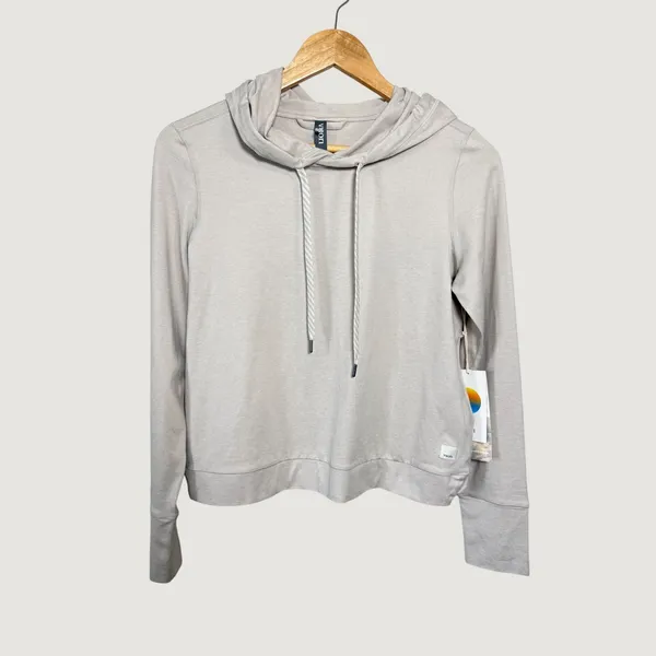 Vuori Halo‎ Essential Hoodie Womens XS Heather Grey Performance Pullover VW226 - Image 3