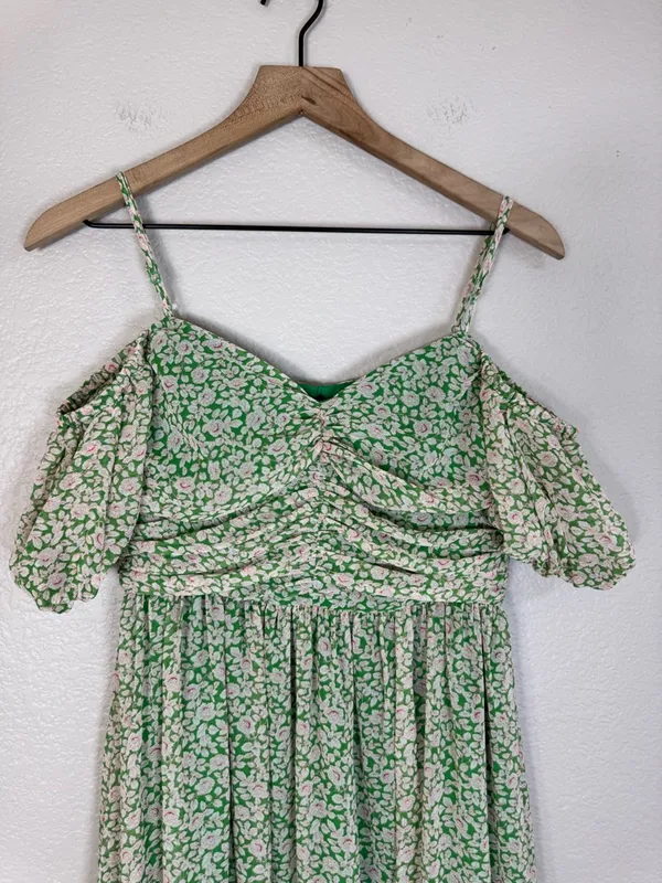 Bardot Fauna Midi Dress in Green Floral Cold Shoulder size Small US 4 $149 - Image 10