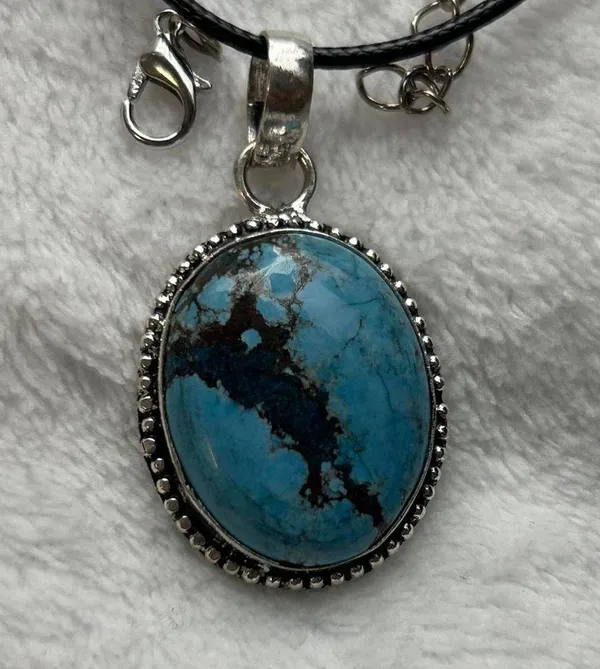 Turquoise Natural Gemstone 925 Silver Plated Gemstone Pendant Necklace - Image 8