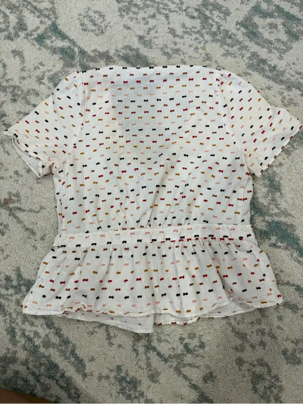 Madewell Ruffle-Hem Wrap Top in Clipdot White Multi 100% Cotton XS - Image 3