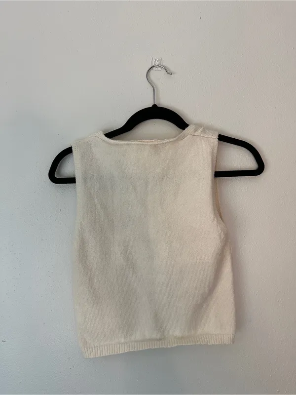 Amazon Cream Knit V-Neck Button-Front Camisole - Image 3