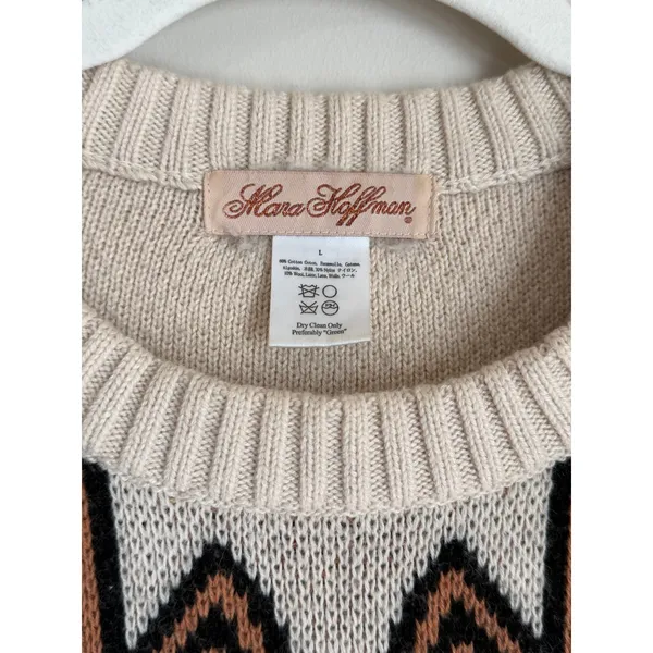 Mara Hoffman Sweater Women Large Cream Geometric Wool Cotton - Image 5
