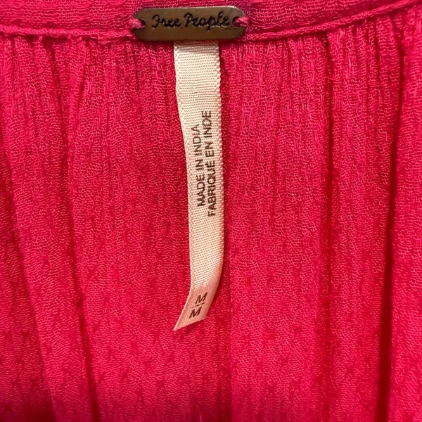 Free People V-neck 3/4 Sleeve Women’s Size M Fairy Swing Pink Dress - Image 3