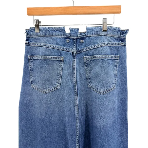 We The Free Free People Come As You Are Denim Maxi Skirt High Rise Blue Long Slit Skirt 32 - Image 6