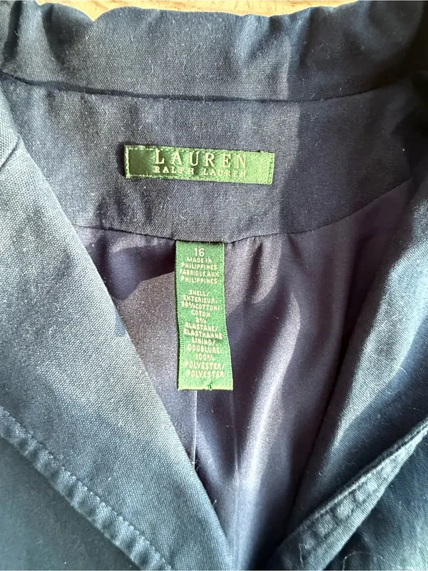 Lauren Ralph Lauren Navy Blue Cotton Jacket Size 16 - Image 2