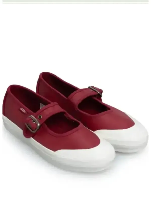 NEW VANS Leather Mary Jane Shoe Bordeaux / Red / Burgundy M-6.5 W -8 - Image 2