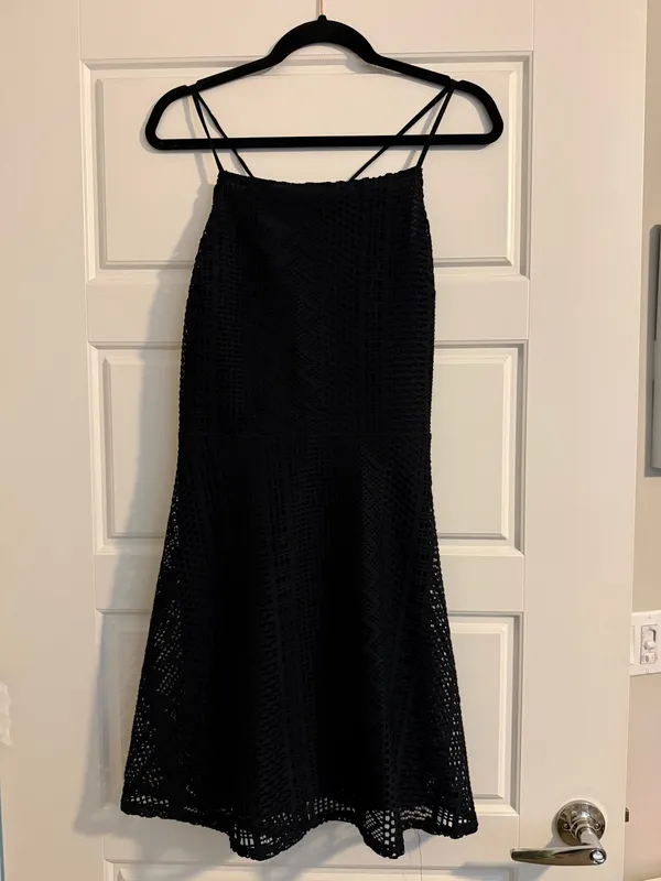 JustFab Black Crochet A-Line Mini Dress - Image 2
