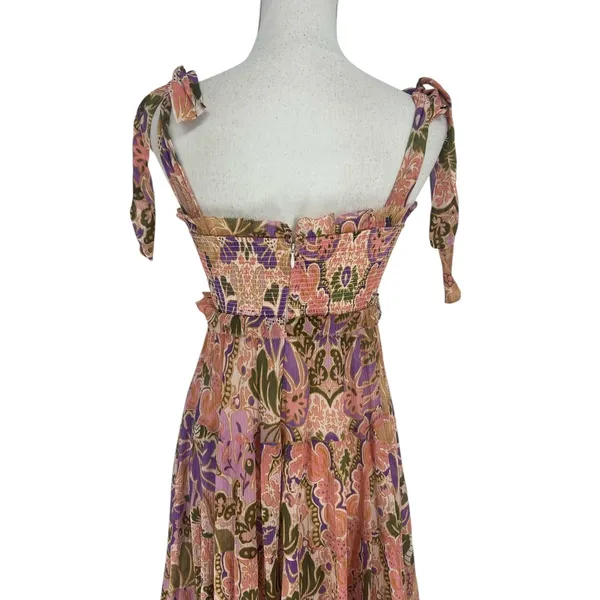 Zimmermann Violet Tiered Floral Midi‎ Sun Dress Smocked Size 1 US M - Image 11